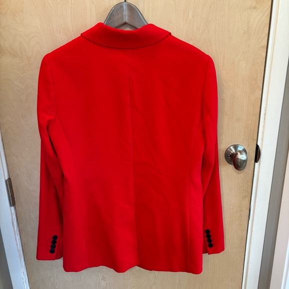 Loft Vibrant Red Blazer Size 8 Office Preppy Academia Washable Lined Pockets - Picture 3 of 13